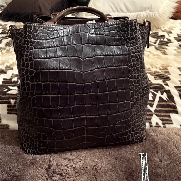 Dooney & Bourke Dark Brown Croc-Embossed Bag - Picture 4 of 12